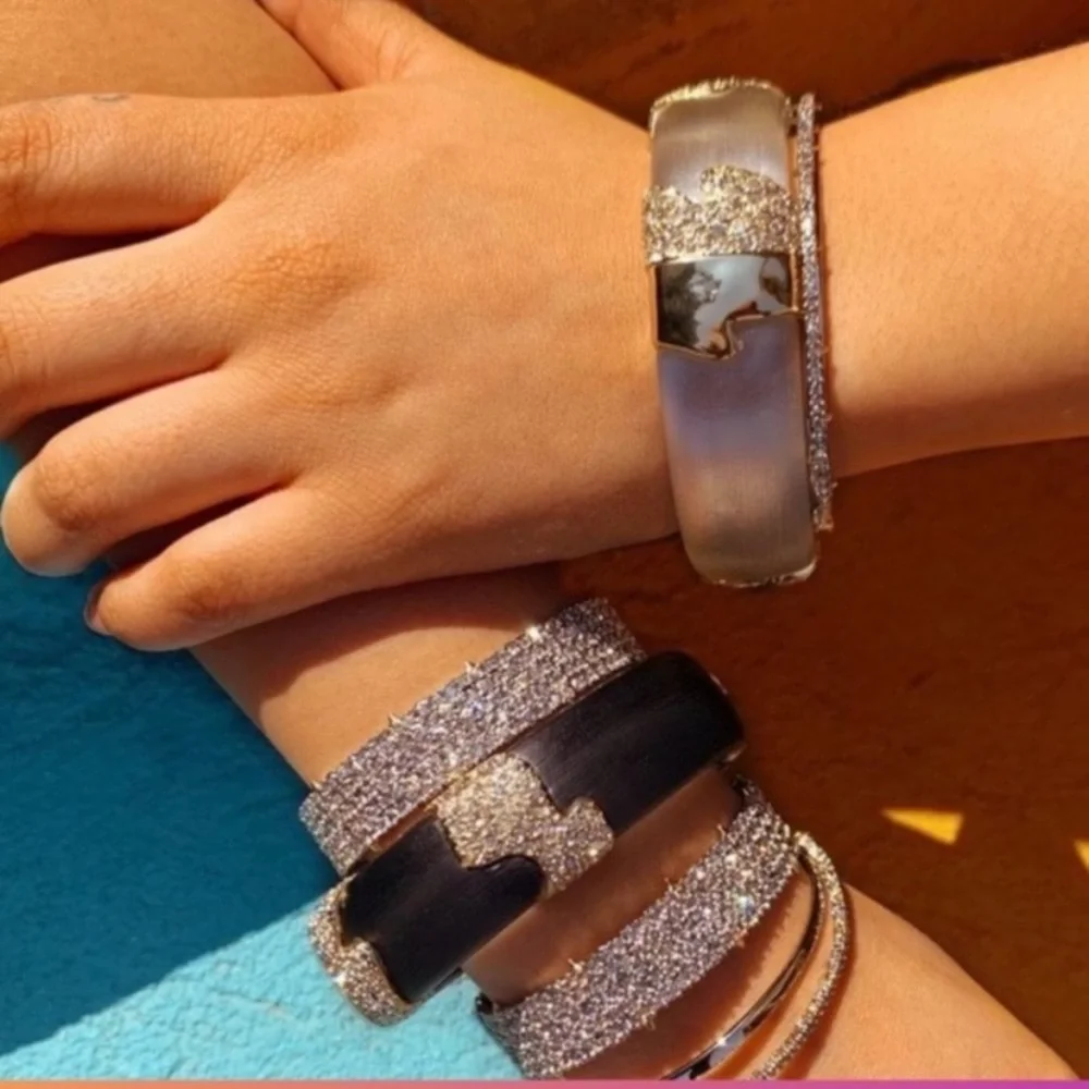ALEXIS BITTAR Silver Pavé Crystal Lace Thorny Cuff Small Cuff Bracelet